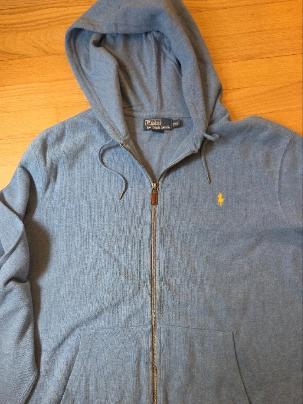 Vintage Polo Ralph Lauren Full Zip Hoodie Blue Yellow Pony - Men's XXL